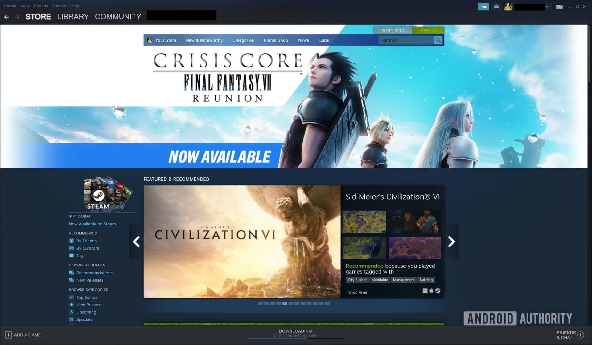 A screenshot of the Steam "Store" tab.