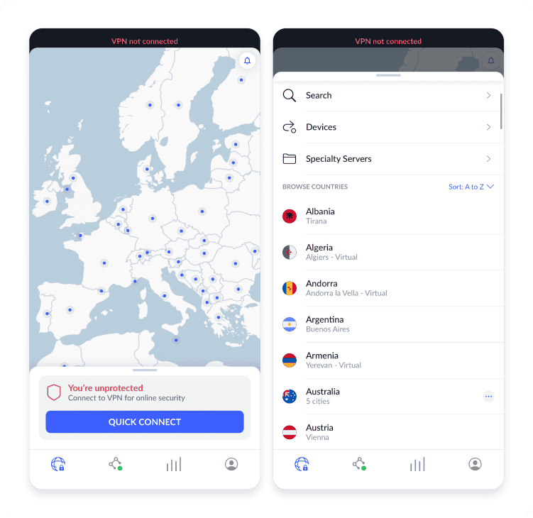 How to change the VPN location on different devices