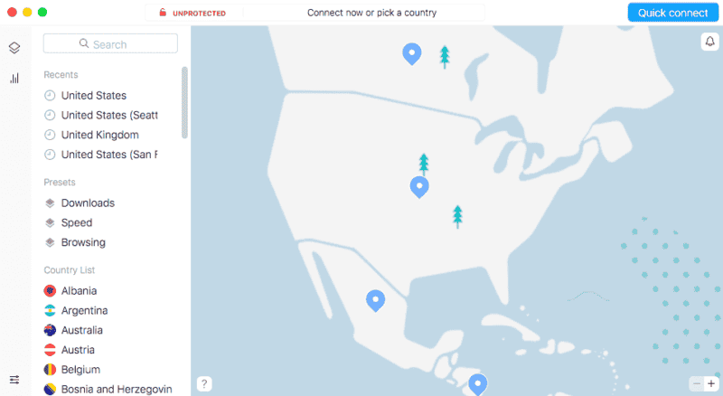 nordvpn user interface