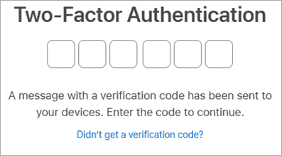 Screenshot of Apple ID 2-factor authentication