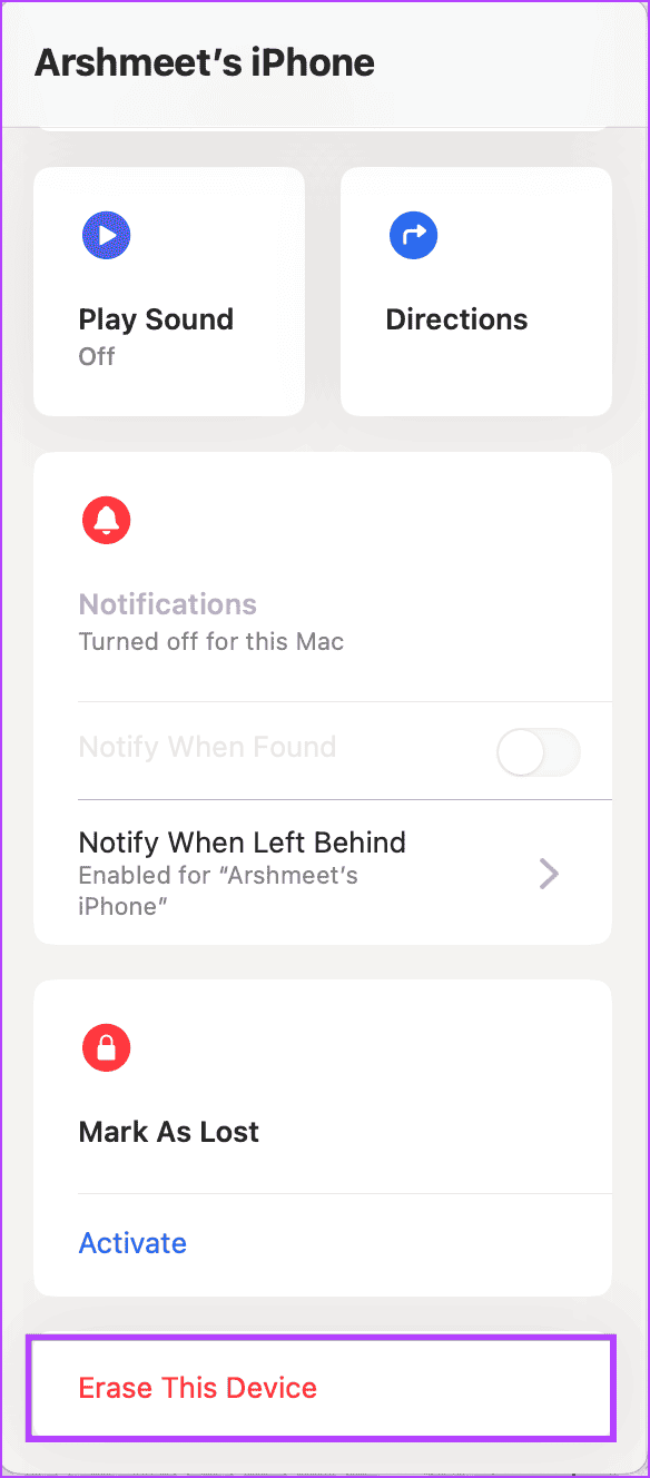 Select Erase This Device