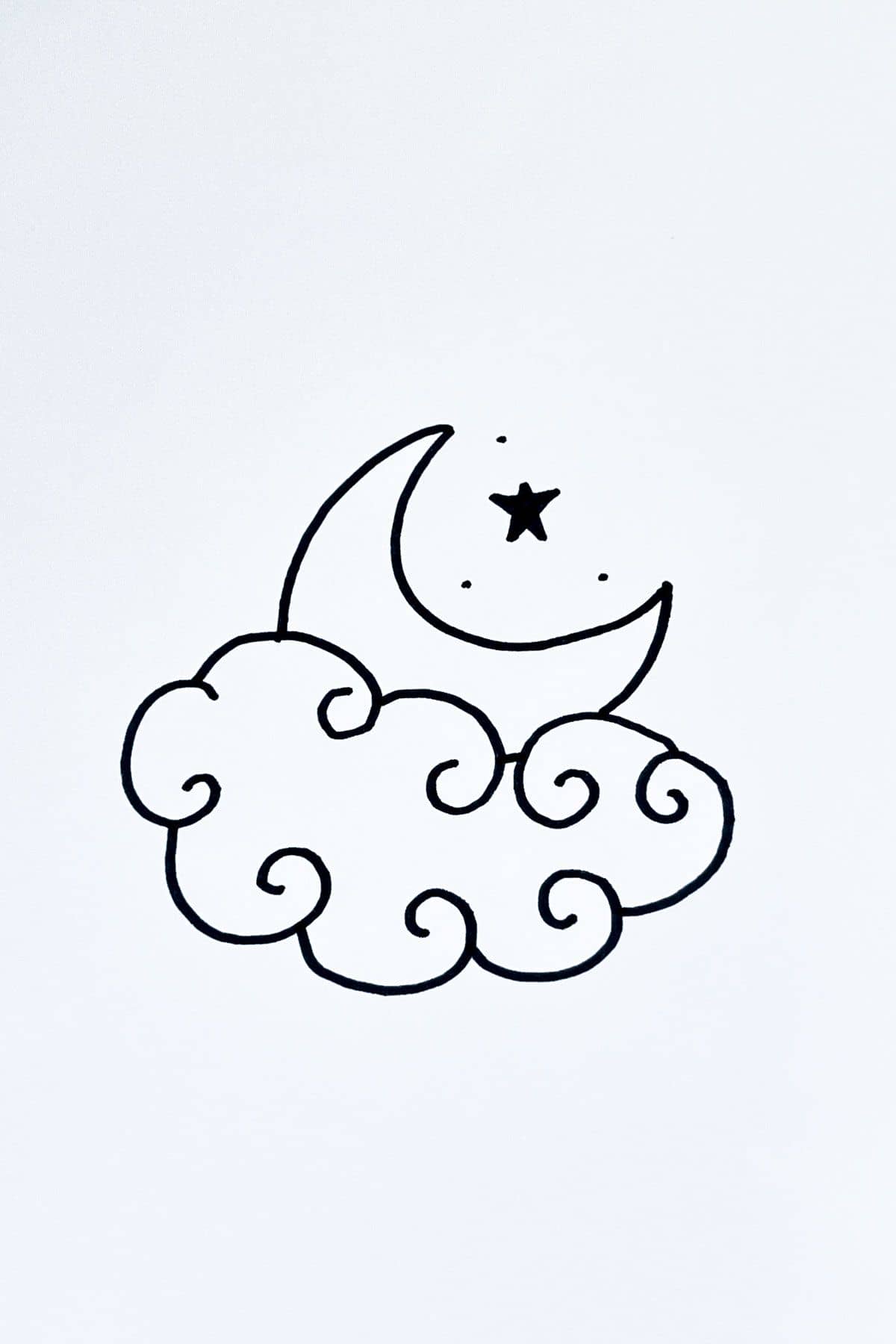 spiral cloud moon drawing