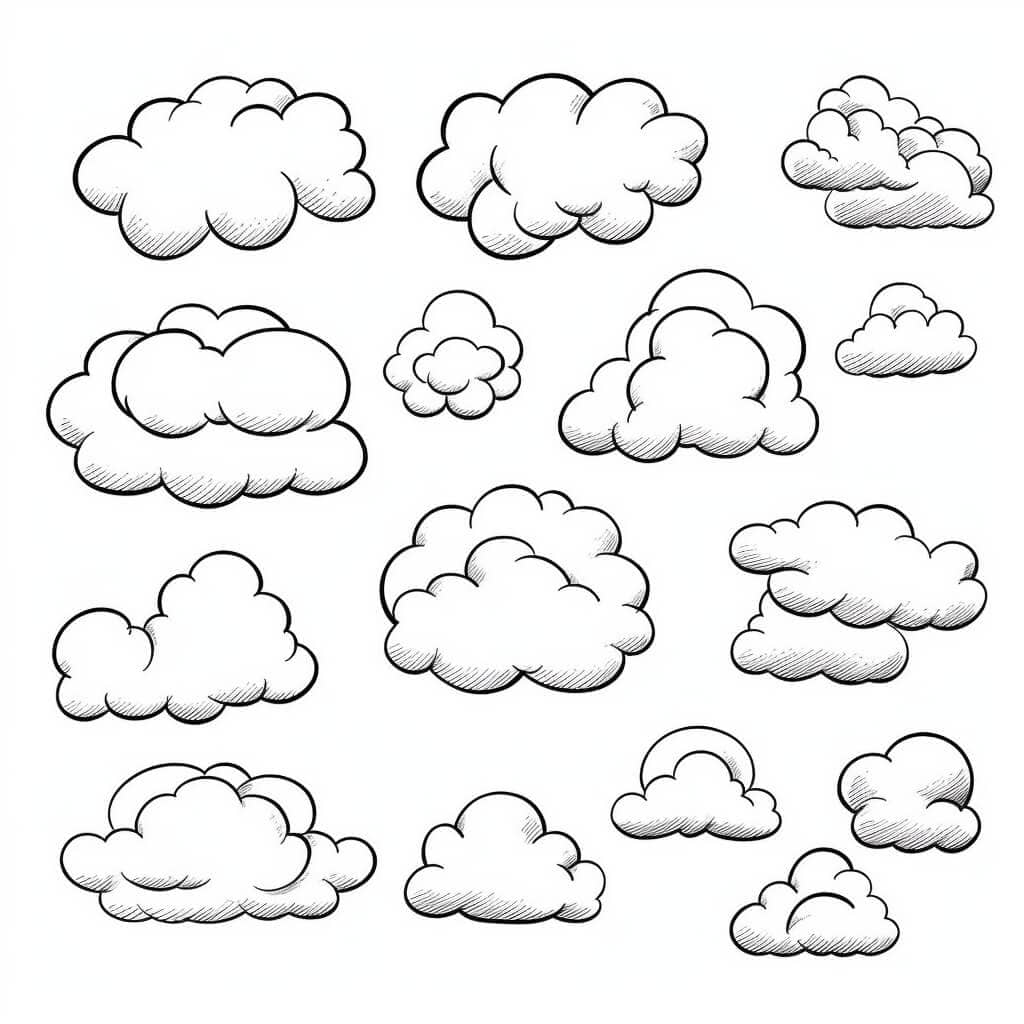 Clouds Color Sheets (Free + Printable)