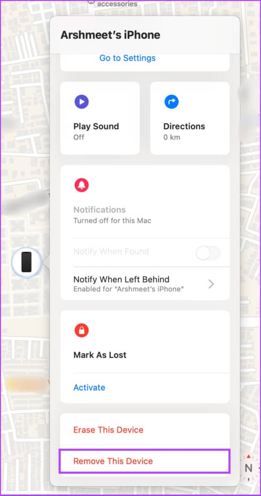 Tap Remove This Device