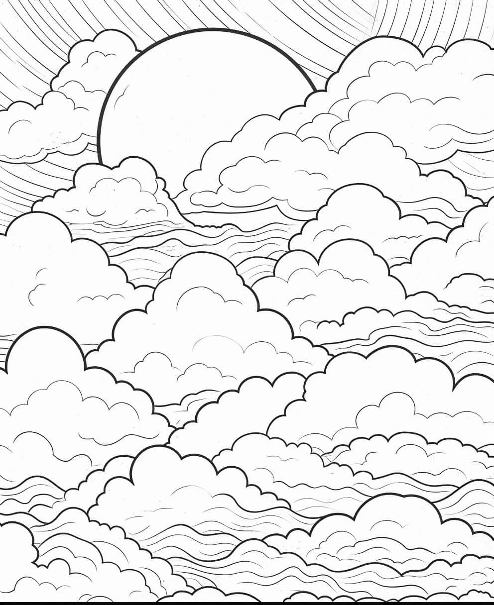 Clouds Color Sheets (Free + Printable)