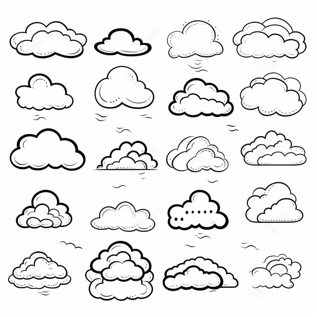 Clouds Color Sheets (Free + Printable)