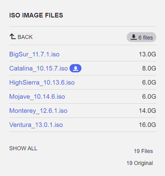 available ISO images