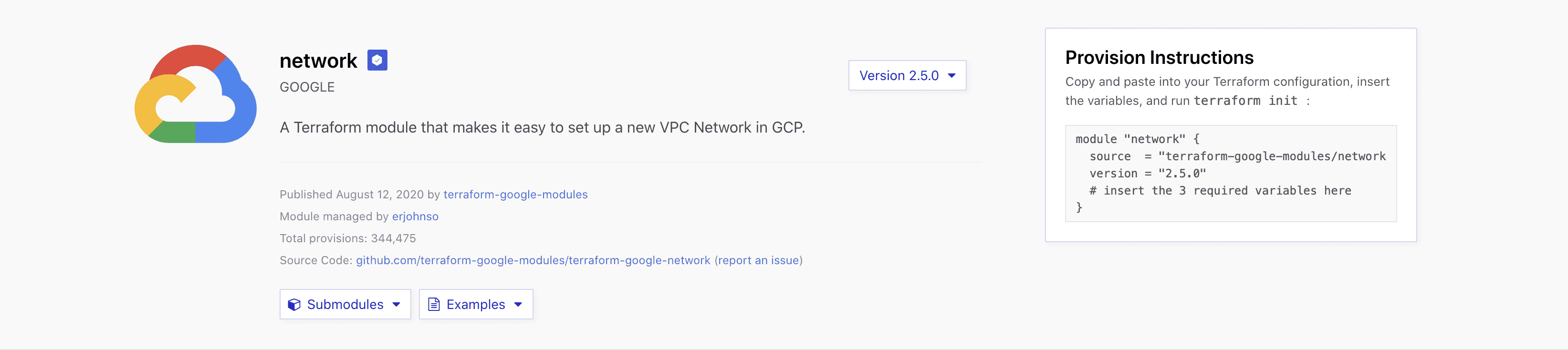 Interact with Terraform Modules