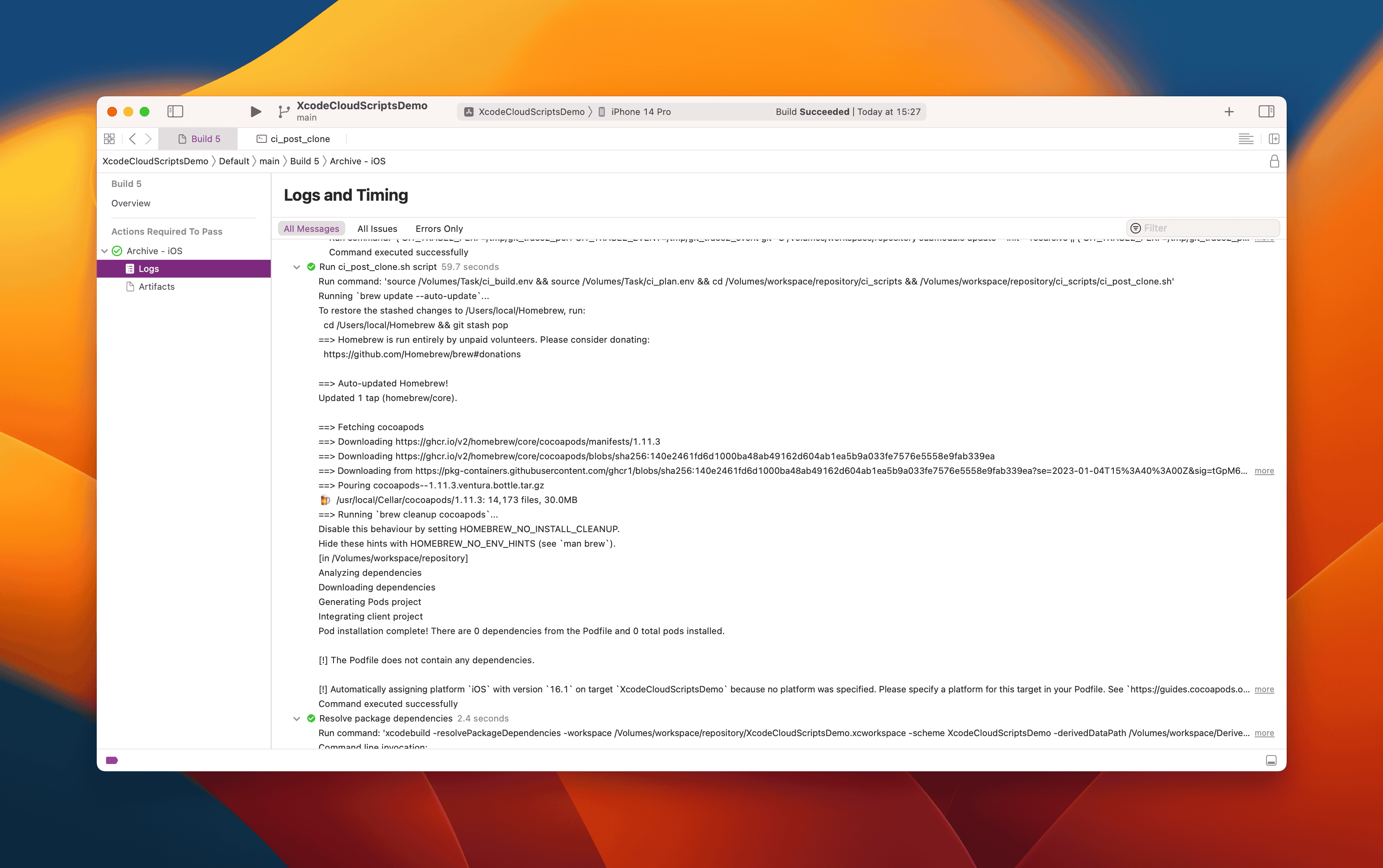 Xcode Cloud scripts: Fastlane and Cocoapods