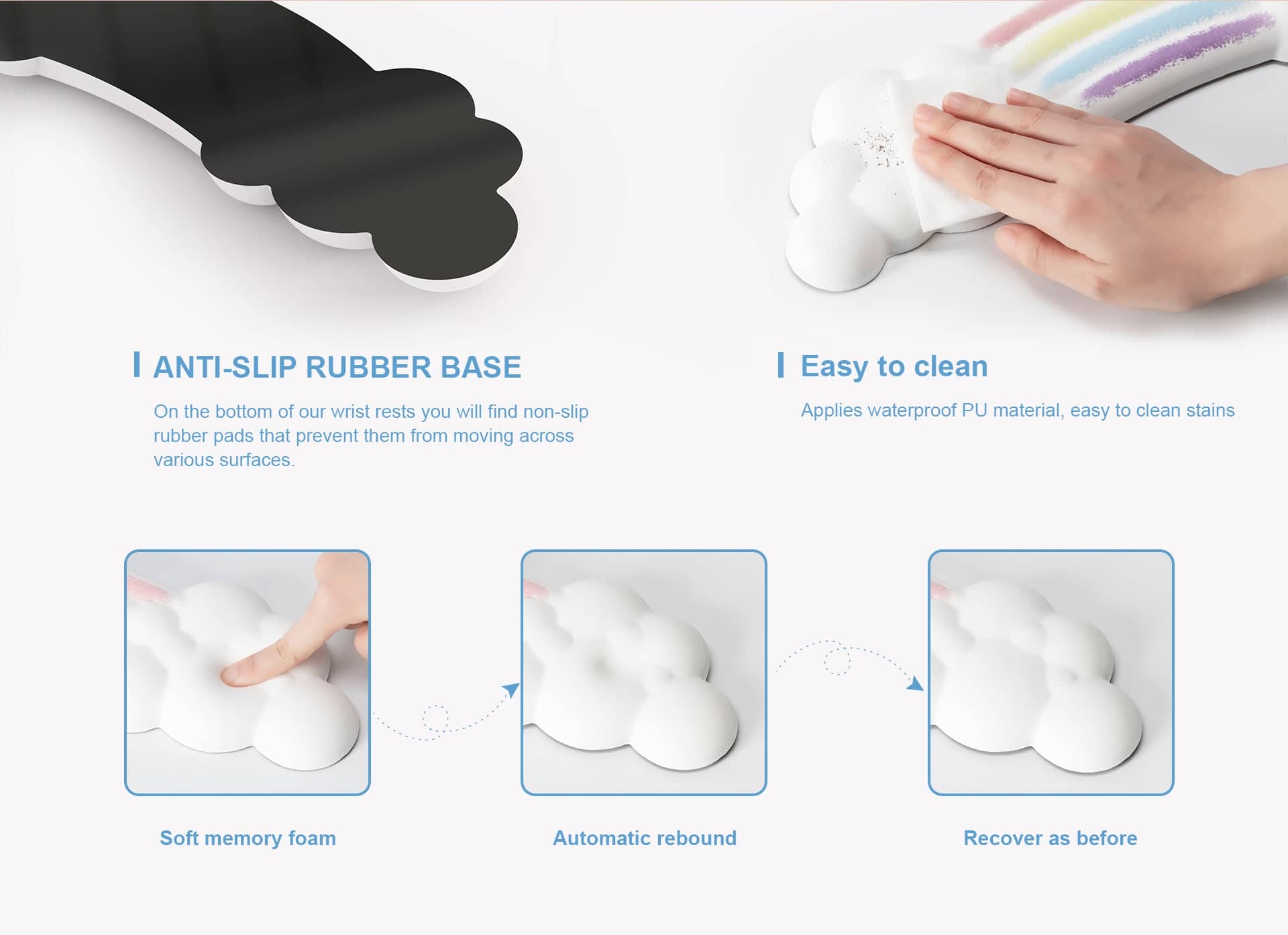 PIWIJOY Cloud Pad Keyboard Wrist Rest Soft Memory Foam