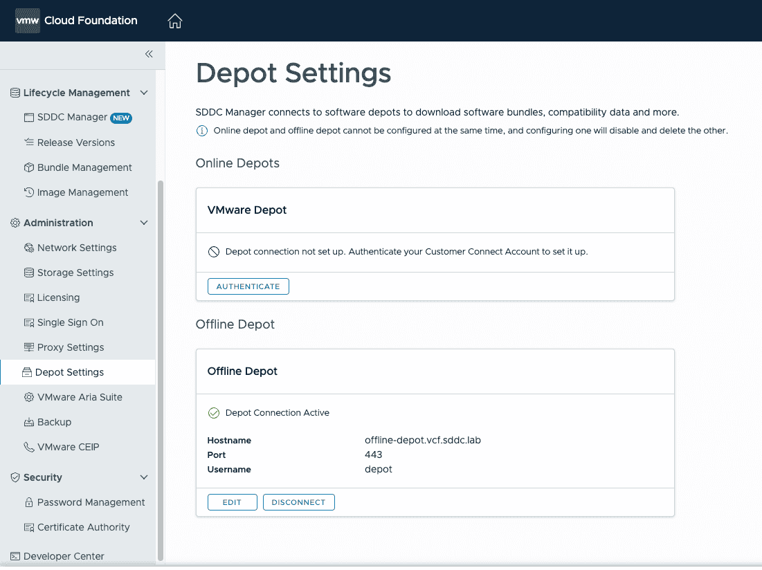 VMware Cloud Foundation Offline Depot Introduction