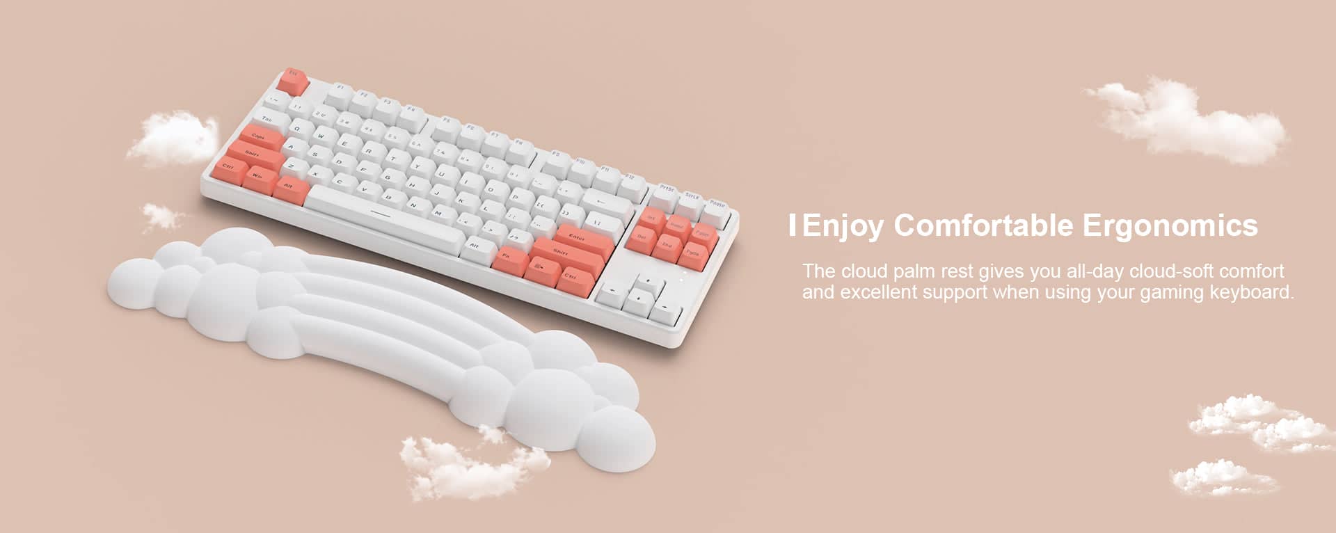 PIWIJOY Cloud Pad Keyboard Wrist Rest Soft Memory Foam