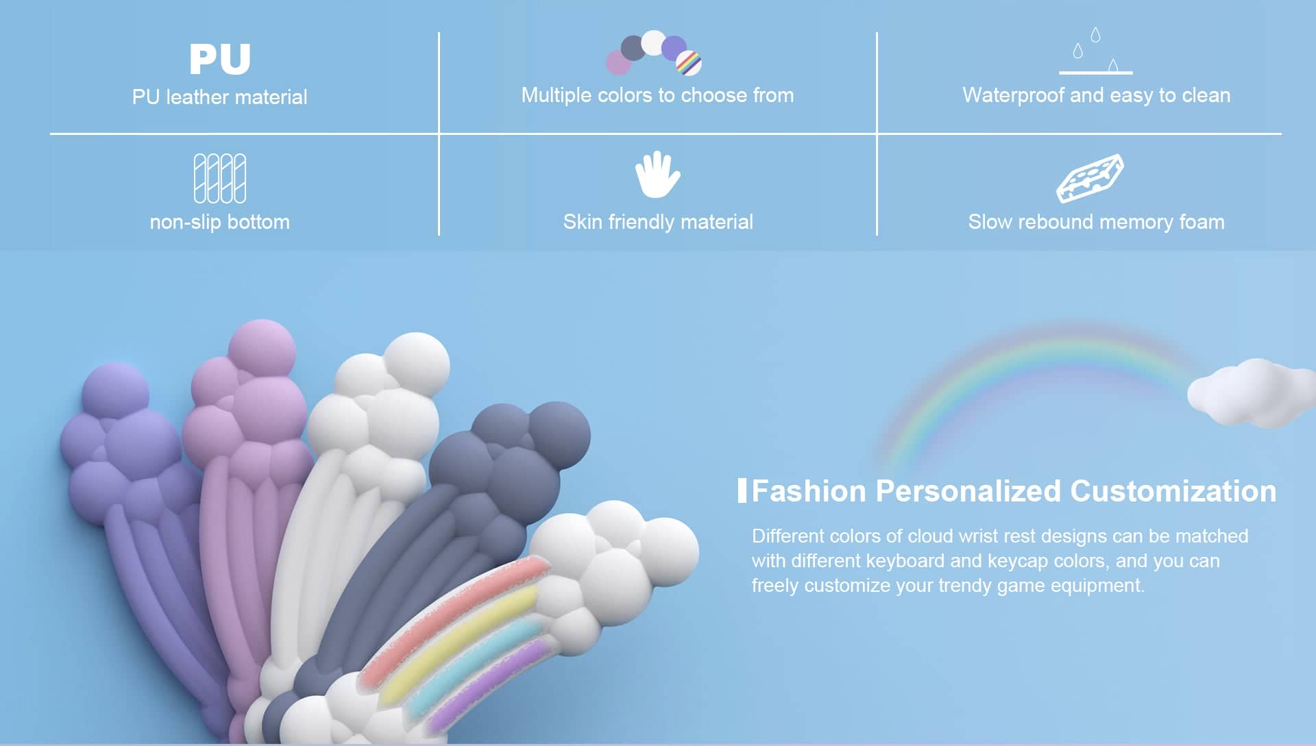 PIWIJOY Cloud Pad Keyboard Wrist Rest Soft Memory Foam