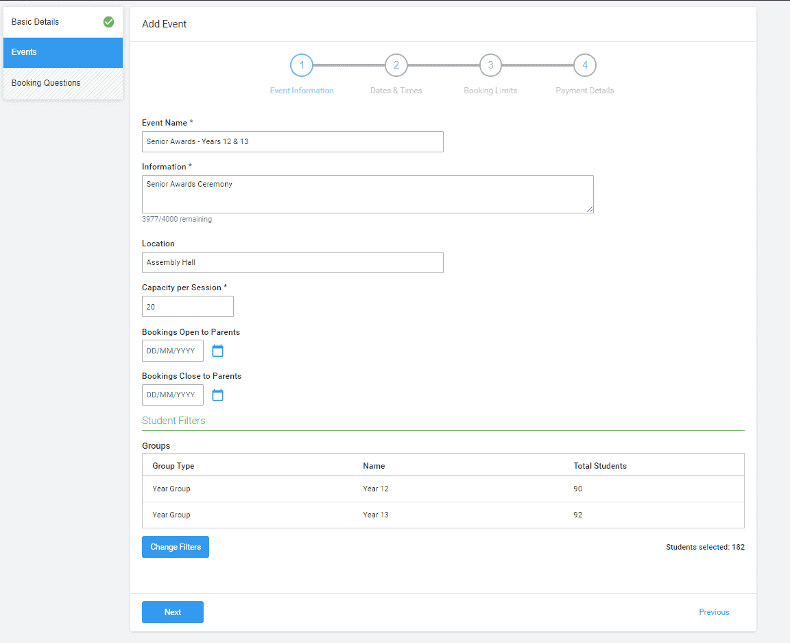 How to set up Other Events