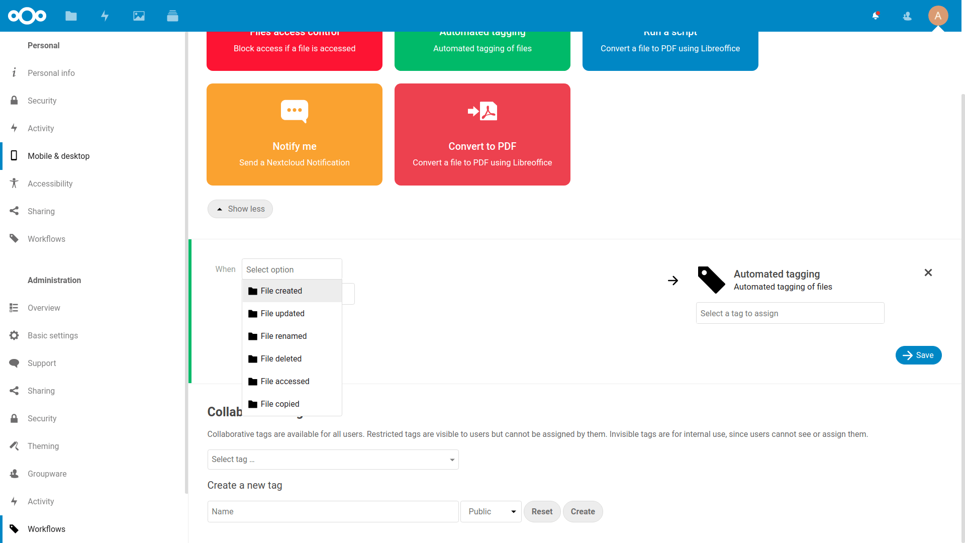 Nextcloud Flow makes it easy to automate workflows and actions