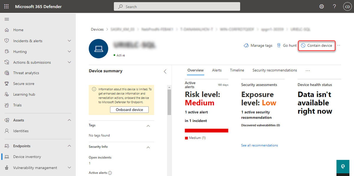 Take response actions on a device in Microsoft Defender for Endpoint