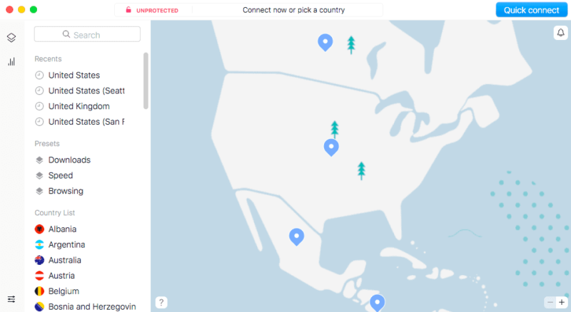 nordvpn user interface