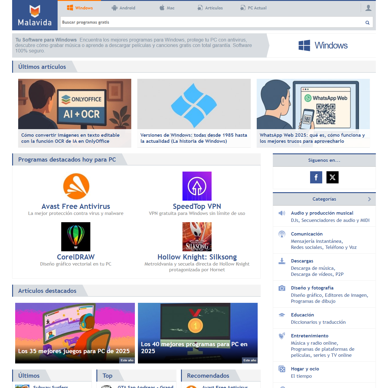 Descargar Programas para Windows Gratis. Software 100% Seguro