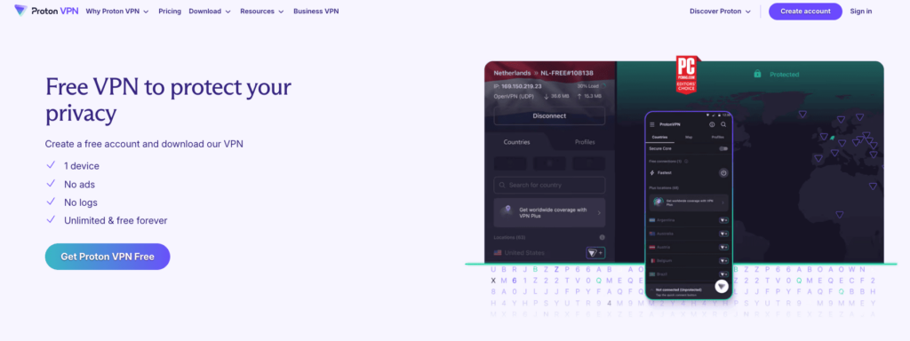 ProtonVPN 免費版